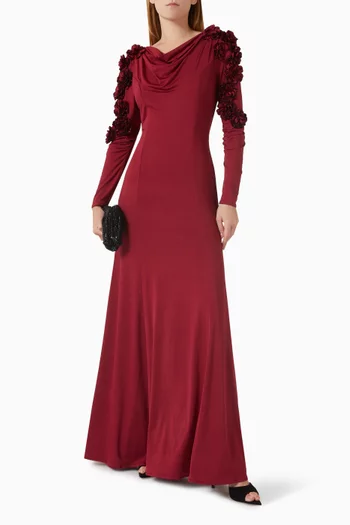 فستان مزين بزهور بارزة