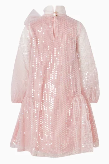 فستان مطرز بالترتر تول