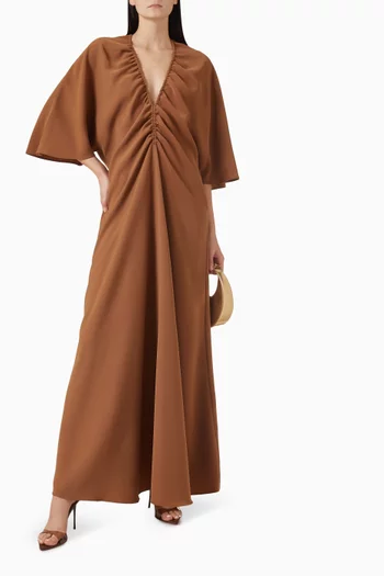 فستان ايفا بكشكش وفتحة رقبة على شكل حرف V