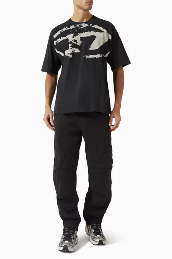 Distressed Flocked Logo T-shirt in Cotton