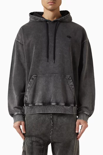 Raw‑cut Back Patch Hoodie in Cotton