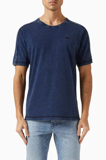 Distressed Denim-Effect T-shirt in Cotton