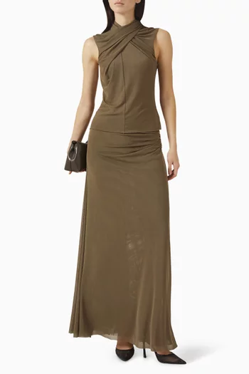 تنورة بدرابيه قماش شبكي