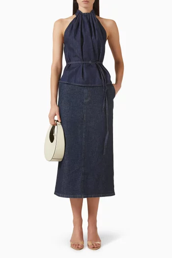 تنورة بقصة مريحة دينم إيطالي