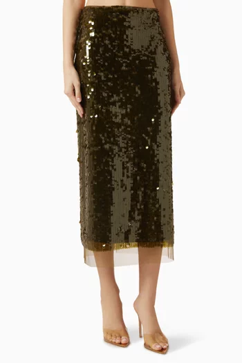 تنورة بقصة مستقيمة مزينة بالترتر