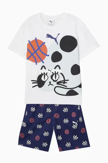 Sporty Cats Patterned Shorts