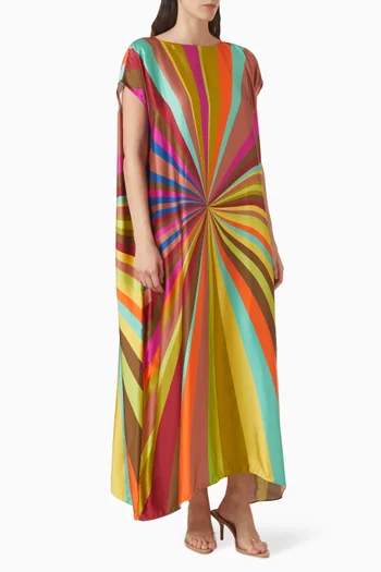 فستان بقصة واسعة مزين بنقشة فيسكوز