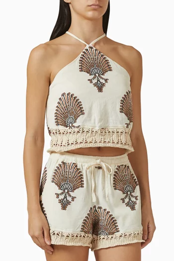 Zakar Crochet-hem Crop Top