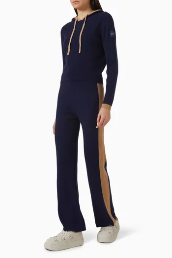 كنزة بغطاء رأس بحواف مضلعة مزيج كشمير