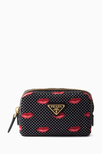 حقيبة صغيرة نايلون بنقشة شفاه