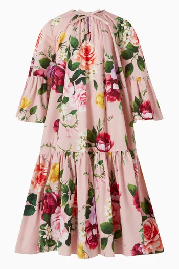 فستان بنقشة زهور قطن بوبلين