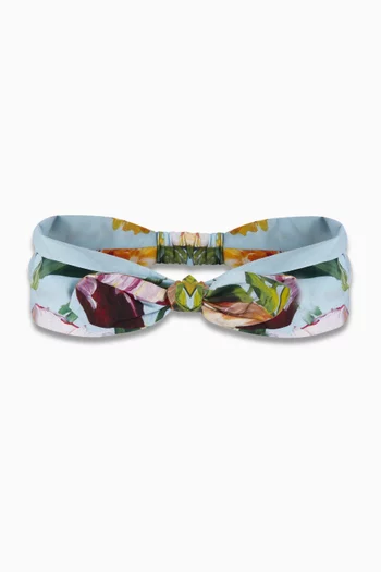 Flower-print Headband in Poplin