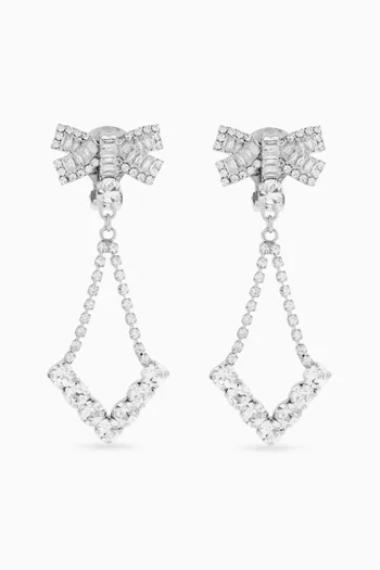 Bow Crystal Clip-on Earrings in Brass