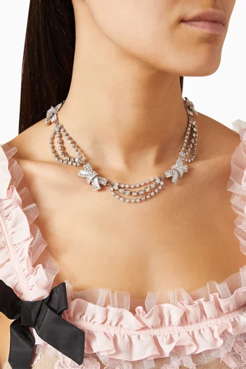 قلادة بحلي على شكل عقدة مرصعة بالكريستال نحاس