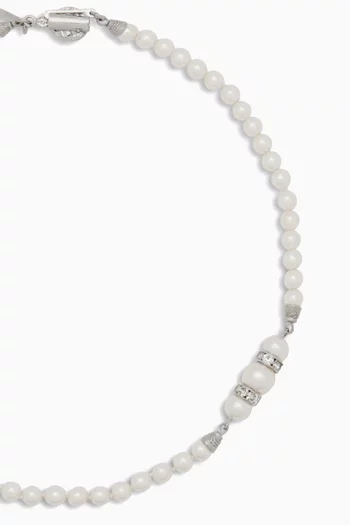 قلادة مزينة باللؤلؤ والكريستال نحاس