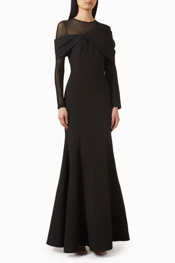 Mesh-panel Fishtail Gown