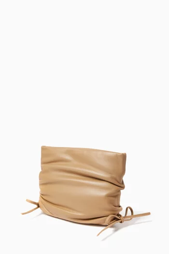 Ruched Clutch in Leather