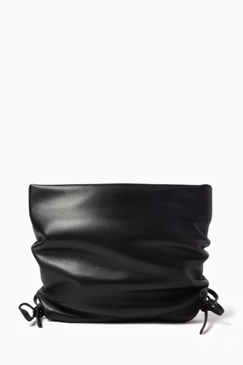 Ruched Clutch in Leather