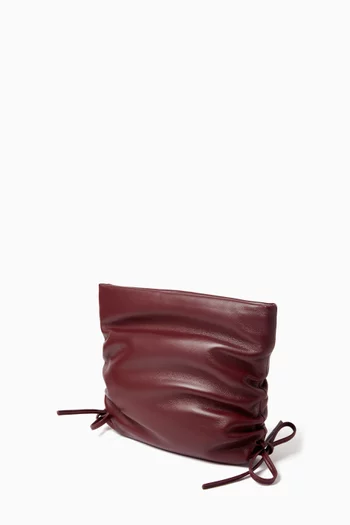 Ruched Clutch in Leather
