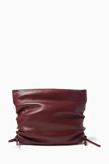 Ruched Clutch in Leather