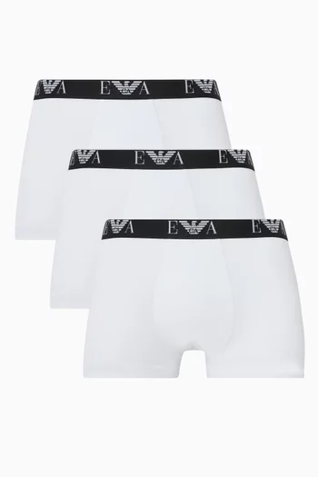 Logo Boxer Briefs in Stretch Cotton, Set of 3