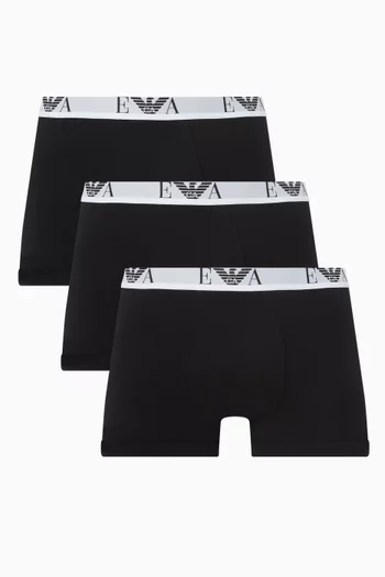 Logo Boxer Briefs in Stretch Cotton, Set of 3