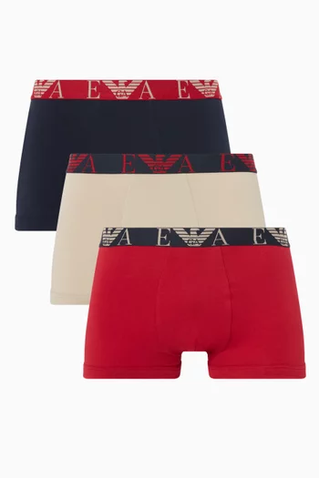 Monogram Logo Boxer Briefs in Stretch Cotton, Set of 3