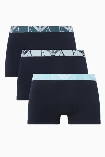 Monogram Logo Boxer Briefs in Stretch Cotton, Set of 3