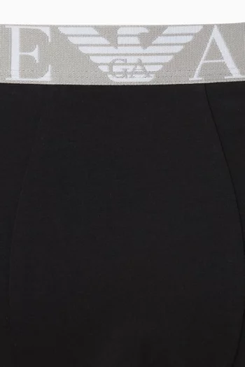 Monogram Logo Boxer Briefs in Stretch Cotton, Set of 3