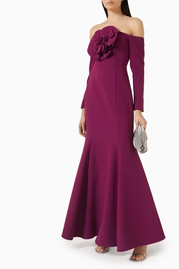 3D Floral-applique Dress