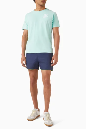 تي شيرت مطرز بسلحفاة كبيرة الحجم قطن عضوي