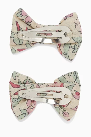 Printed Bow Hair Clips, Set of 2