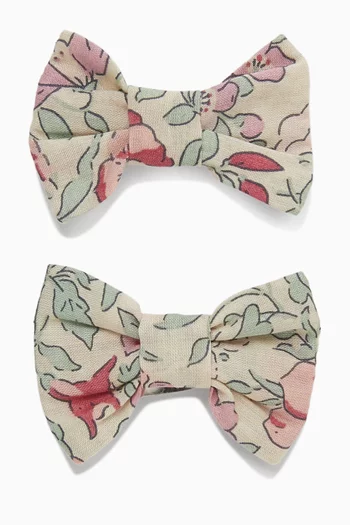 Printed Bow Hair Clips, Set of 2