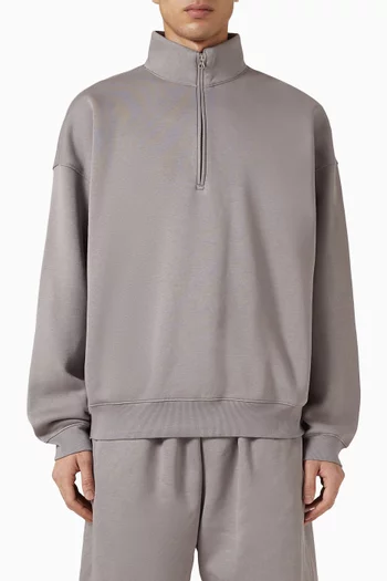 Relaxed Half-zip Sweatshirt in Cotton-fleece