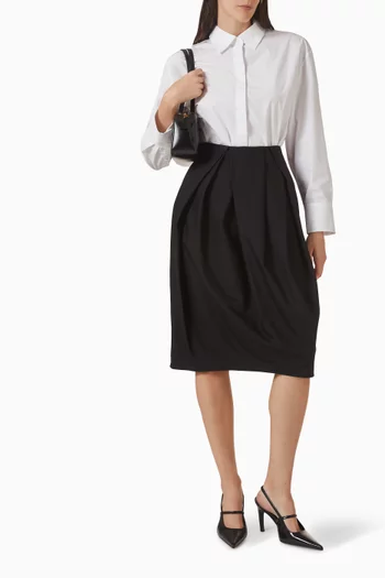 Pleated Midi Skirt in Wool