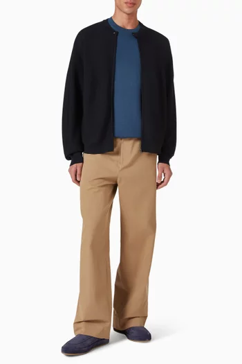 جاكيت مزيج فيسكوز منسوج بفتحة رقبة ريسر