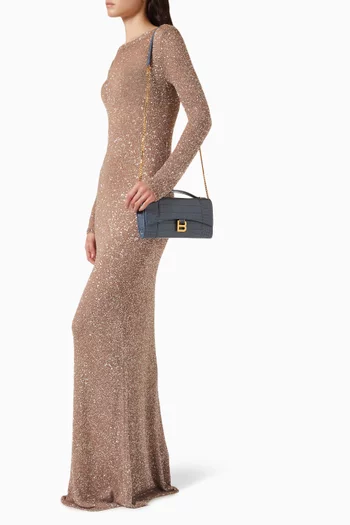 Hourglass Pochette in Croc-embossed Leather