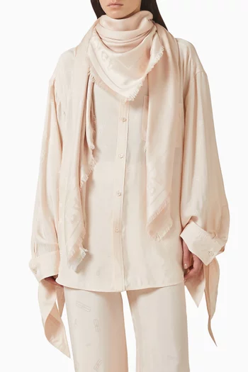 وشاح بنقشة شعار حرفي BB حرير تويل