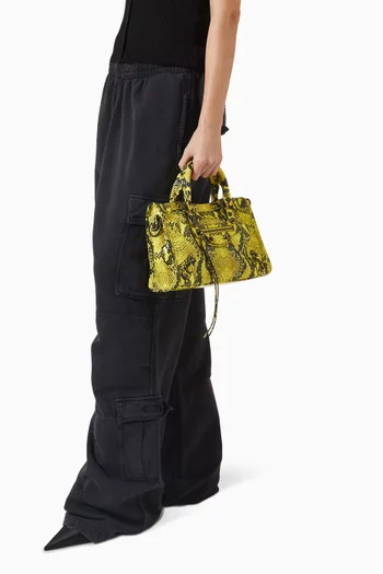 Small Le City Bag in Python-embossed Calfskin