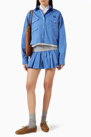 قميص مطرز بشعار الماركة قطن بوبلين