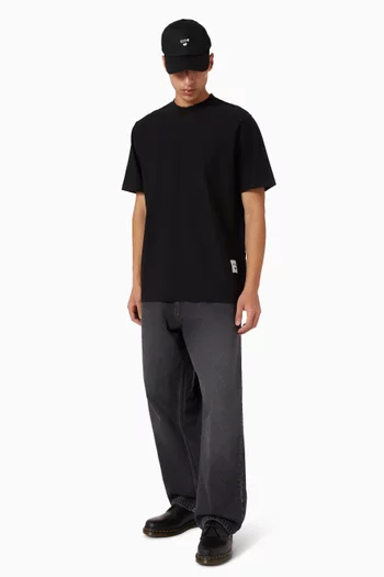 تي شيرت بوجهين مزين بملصقات قطن