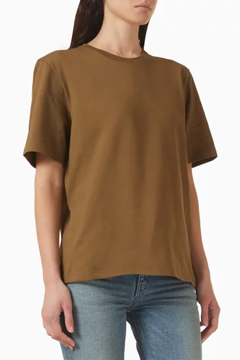 تي شيرت مطرز بشعار نصف دائري قطن