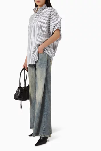 قميص بأكمام مطوية قطن بوبلين