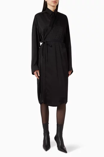 فستان بتصميم ملفوف وقصة واسعة فيسكوز وجاكار