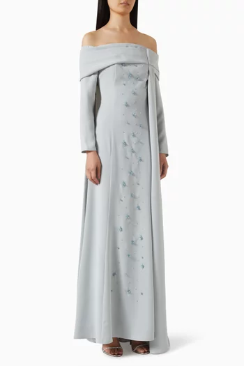Embellished Off-shoulder Gown