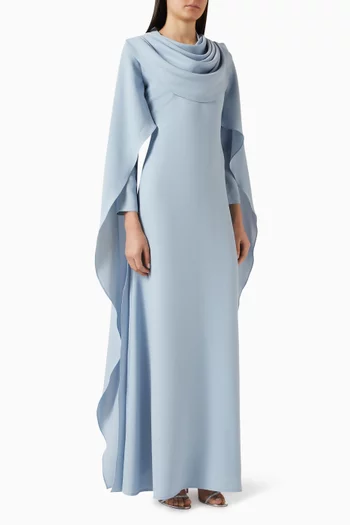 فستان طويل بفتحة رقبة مطوية