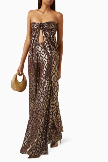 بنطال ماكسين بقصة ساق واسعة بنقشة هندسية