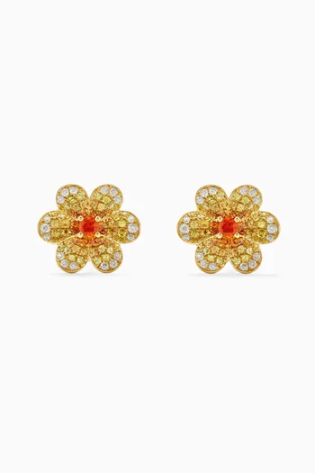 Daisy Flower Diamond Earrings in 9kt Gold