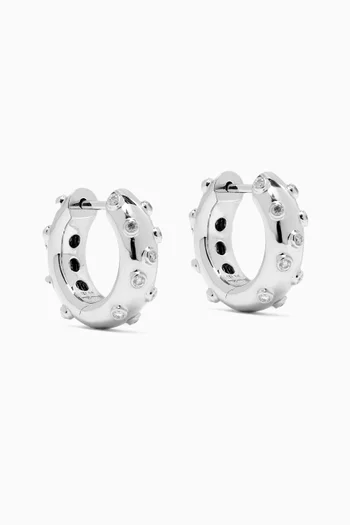 Plumetis Hoop Earrings in 9kt White Gold