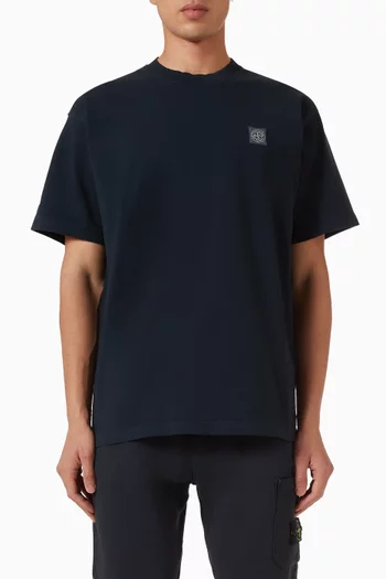 تي شيرت بشعار الماركة قطن جيرسيه عضوي ناعم